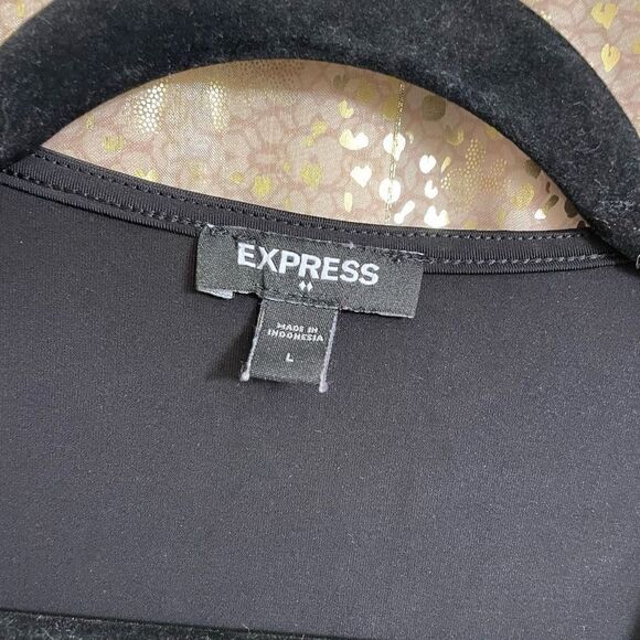 Express Black Scoop Neck Body Contour High Compression Bodysuit Large - Picture 3 of 5